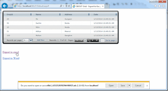 ASP.NET Grid - Exporting to MS Excel and MS Word