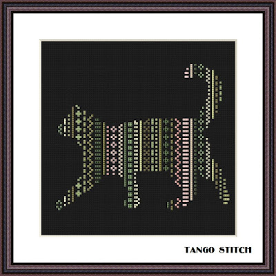 Ornament cats cross stitch Set of 4 patterns, Tango Stitch