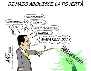 di maio, povertà, di maio abolisce, magia, avada kedavra, vignetta, satira