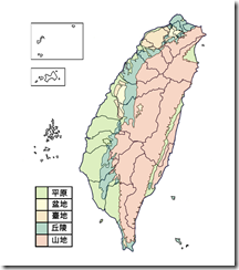 臺灣地形分布圖_彩_無字_縣市界