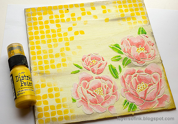 Layers of ink - Peony Mixed Media Canvas Tutorial by Anna-Karin Evaldsson.