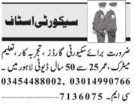 Security Guard Jobs In Lahore