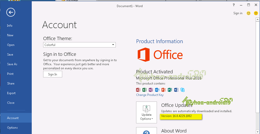 Microsoft Office 2016 Screenshot Image