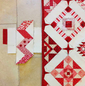 Nearly Insane Quilt - Red with White Zig Zag Border