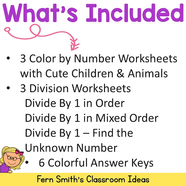 Click Here to Download This Color By Number Divide By 1 Math Resource For Your Class Today!