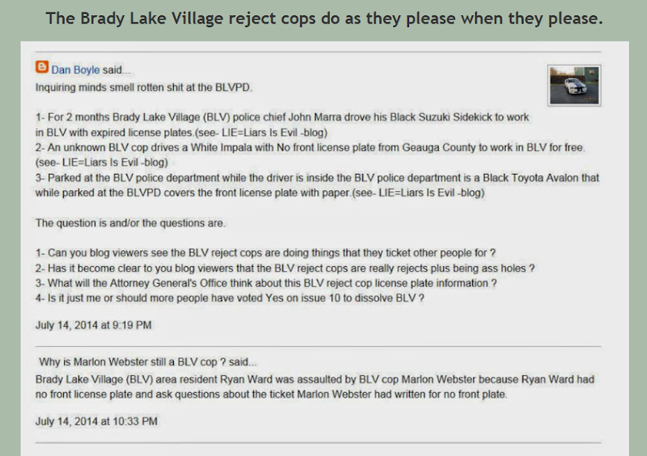 The BLV reject cops need to be written tickets.