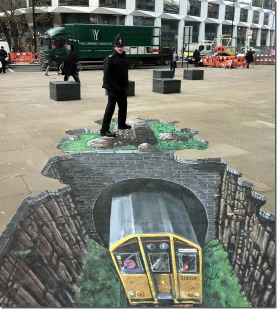 Going underground. London, England. 3D paintings