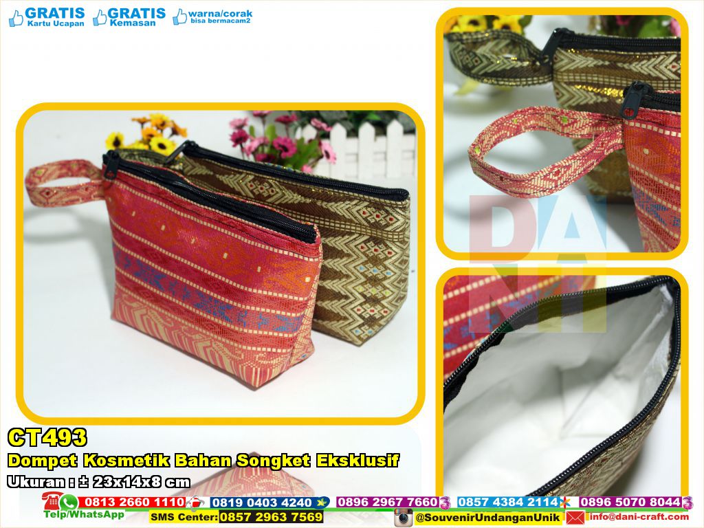 Dompet Kosmetik Bahan Songket Eksklusif  Souvenir Pernikahan