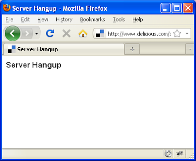 Error Window pops up, says 'Server Hangup'