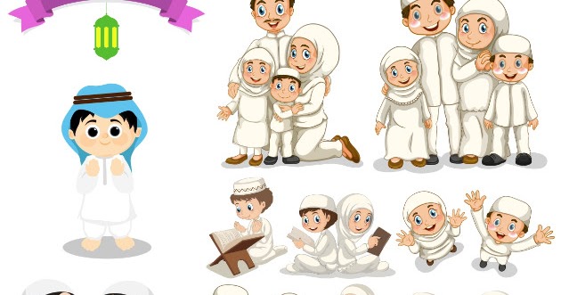 Kumpulan Vector Kartun  Muslim format CDR Tempatnya 