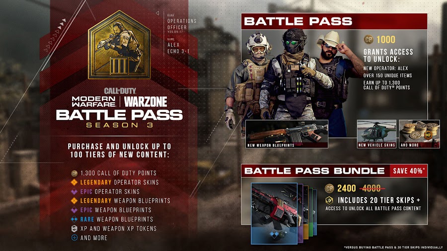 call of duty modern warfare season 3 battle pass edition 3000 cod points warzone exclusive exclusive assault rifle weapon blueprint pc ps4 xb1