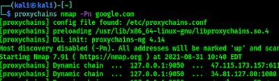 using nmap with proxychains on kali linux