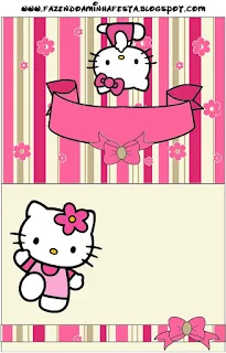 Hello Kitty with Flowers, Free Printable Labels.