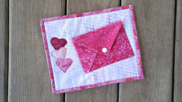 Island Batik Galentine Valentine Heart Envelope Mug Rug