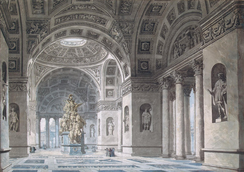 Interior of the Temple of Immortality by Louis Jean Desprez - Architecture, Interiors Drawings from Hermitage Museum