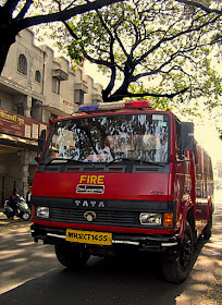 front of a fire truck