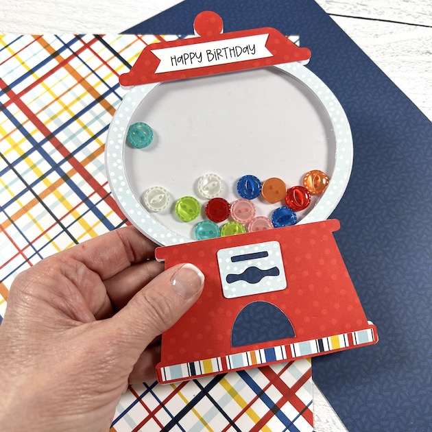 Birthday Gum Ball Shaker Card with buttons