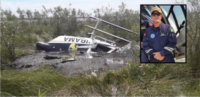 Helicóptero do Ibama cai no Pantanal e mata coronel dos Bombeiros