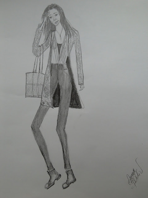 What I Draw Today (Fashion Illustrations of the Day:  Pencil & Something New)