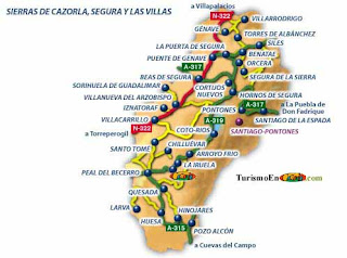 Mapa de la Sierra de Cazorla.