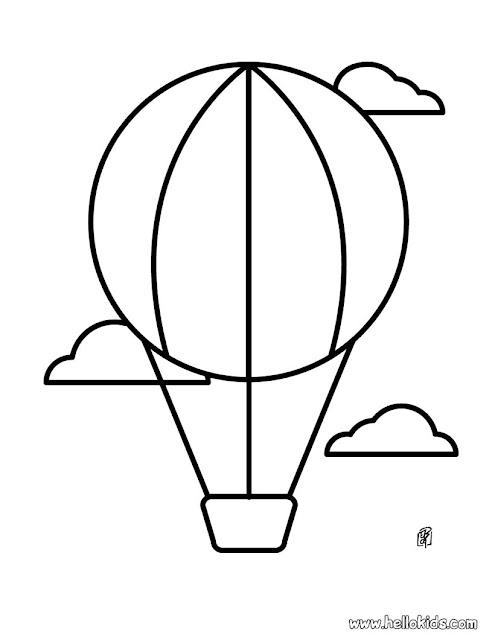 kindergarten coloring page hot air balloon