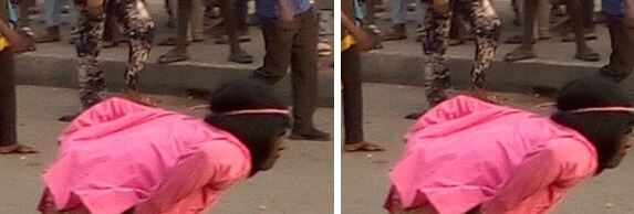 Lady Removes Her Skirt, Runs Mad In Lagos After Alighting From SUV