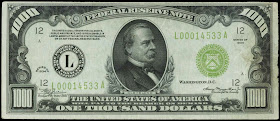 1934 One Thousand Dollar Federal Reserve Notes