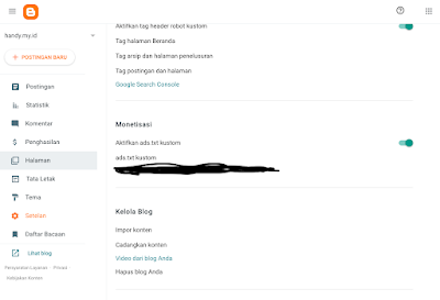 Cara menambahkan file ads.txt kedalam blogspot