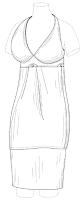 Drawing from patent number  D918,531 that shows a bathing suit in its cover up mode