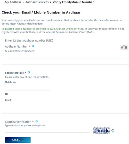 Verify Aadhaar Card Email Id