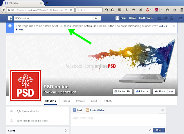 Pagina de facebook ANAF a fost transformată în PSD online