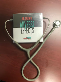 Photo of audiobook with stethoscope and Bookstagram photo with pills. Operation Awesome #20Questions in #2020 of #NewBook Debut Author Joel Shulkin MD