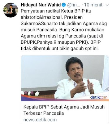 Menanggapi pernyataan kepala BPIP Yudian Wahyudi PKI