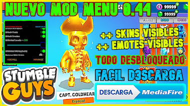 ✅NUEVO MOD STUMBLE GUYS 0.44 - ACTUALIZADO, gemas infinitas, EMOTES y SKINS VISIBLES  