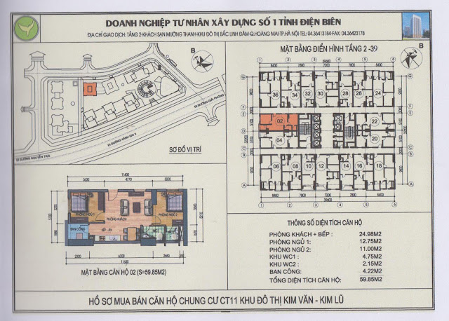 MẶT BẰNG CÁC CĂN HỘ KIM VĂN KIM LŨ CT11