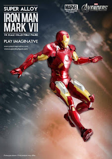 Play Imaginative Super Alloy 1/6 Scale Iron Man Mk VII Diecast Figure with Hall of Armor