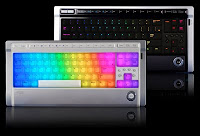 picture of glowing keyboard in rainbow colors