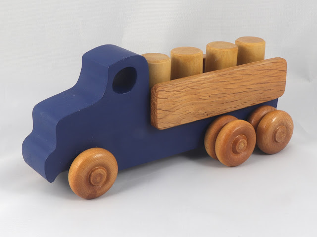 Wooden Toy Lorry Truck, Handmade and Painted in Your Choice of Colors and Amber Shellac, from Easy 5 Truck Fleet Collection, Made To Order