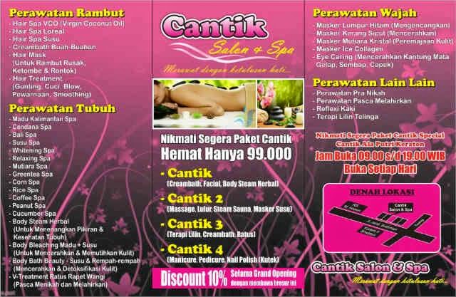 Salon & Spa Kecantikan Khusus Wanita Berbahan alami. Berikut paket 