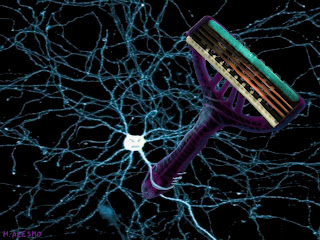 Neuron brandishing a razor blade