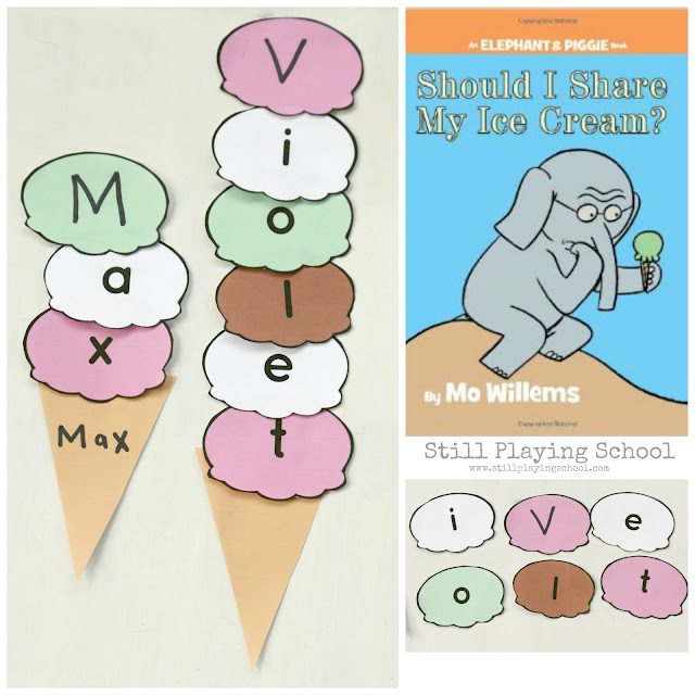 Ice cream name spelling puzzles for kids