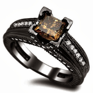 Brown Princess Cut Diamond Engagement Ring