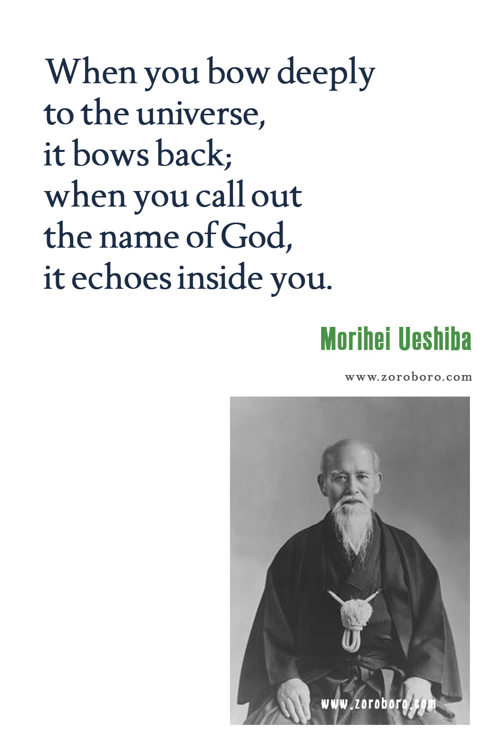 Morihei Ueshiba Qutoes, Morihei Ueshiba Art of Peace Quotes, Morihei Ueshiba Teachings, Morihei Ueshiba Art, Heaven, Martial Arts, & Warrior Quotes, Morihei Ueshiba - Martial art of Aikido.