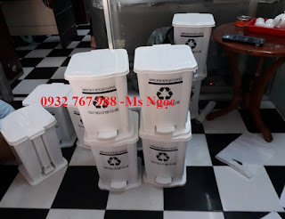 thùng rác y tế đạp chân màu trắng 15 lít