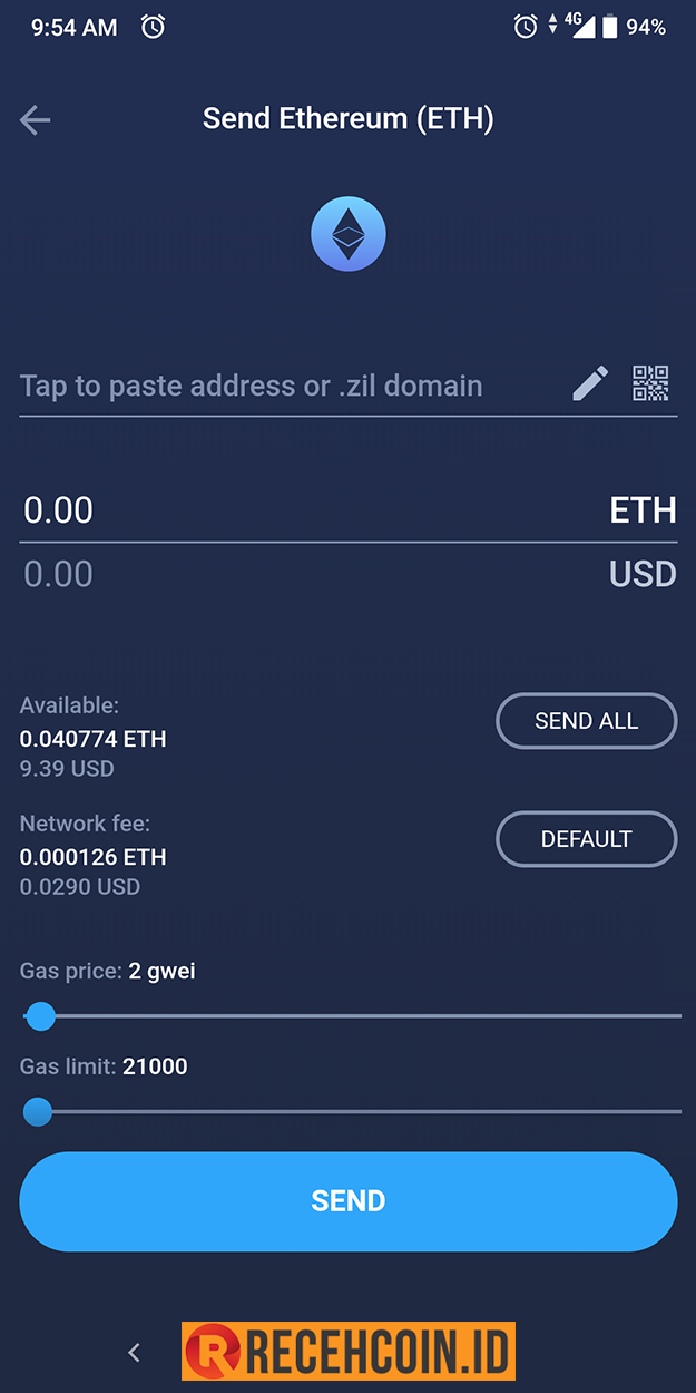 bitcoin and ethereum wallet with custom fees