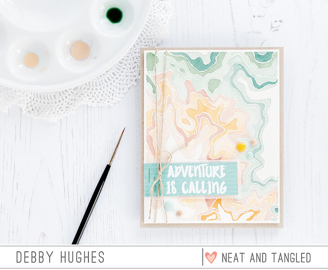 Watercolored Topography card by Debby Hughes