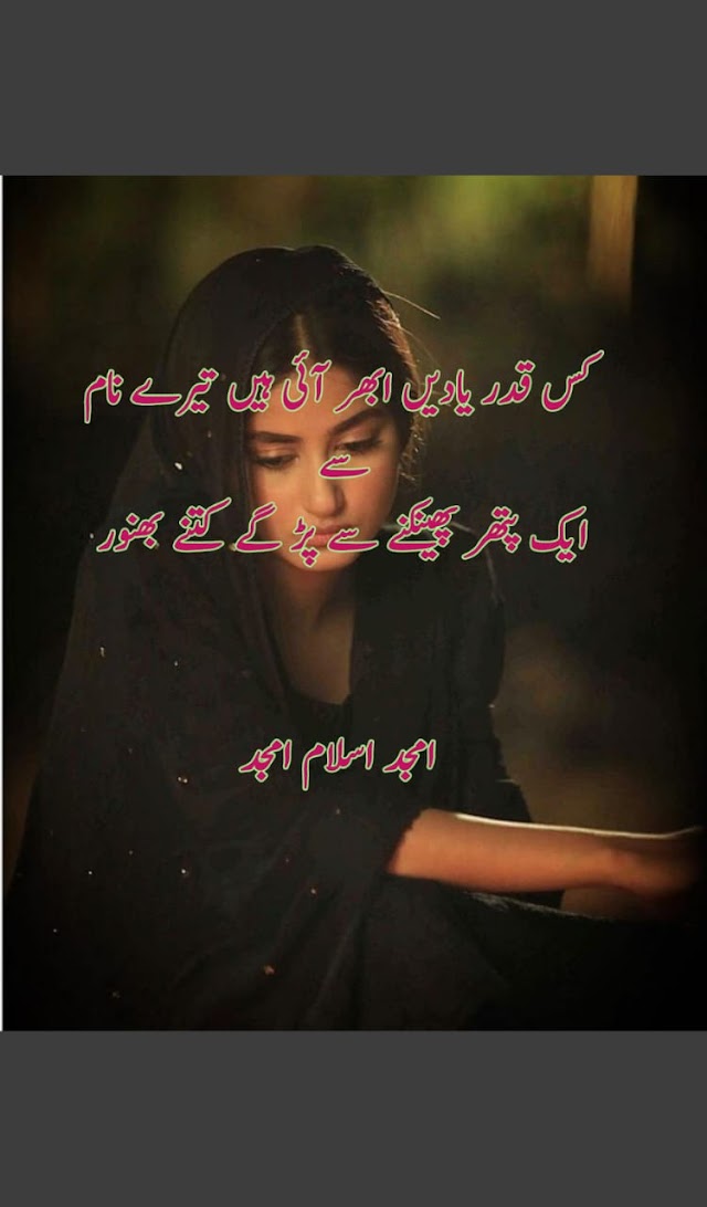 کس قدر یادیں ابھر آئی ہیں تیرے نام سے  ایک پتھر پھینکنے سے پڑ گئے کتنے بھنور  امجد اسلام امجد