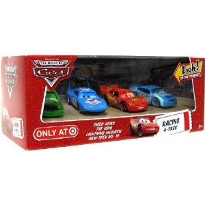 Disney Pixar Cars Toys - Disney / Pixar CARS Movie Exclusive 1:55 Die Cast Car with Lenticular Eyes Racing 4-Pack [Chick Hicks, The King, Lightning McQueen & View Zeen No. 39]