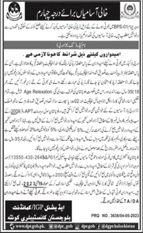 Balochistan Police Jobs in 2023