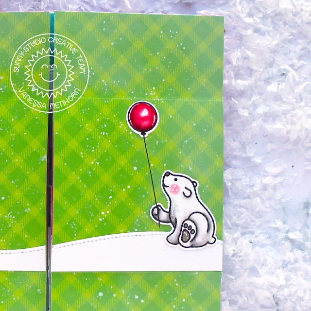 Sunny Studio Stamps: Bear Hugs Winter Holiday Card by Vanessa Menhorn (featuring Fluffy Cloud Dies, Slimline Dies)